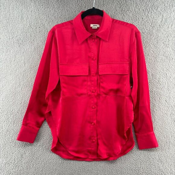 Jason Wu Pink Satin Button Down Blouse XS NWT $400 Long Sleeve Shirt - Picture 2 of 11